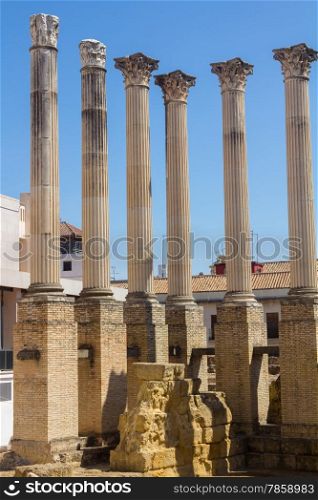 Roman columns of the second century before Christ in Cordoba, Spain