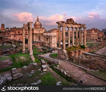 Roman Forum (Foro Romano) in the Evening, Rome, Italy