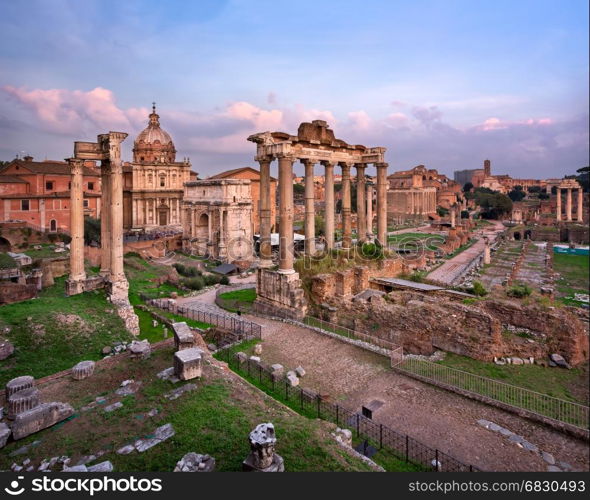 Roman Forum (Foro Romano) in the Evening, Rome, Italy