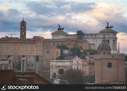 Roman Forum in the center of ancient Rome