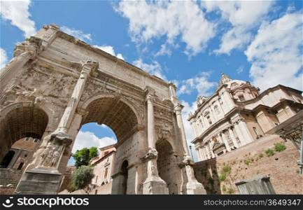 Roman Forum One of the most famous landmarks in the world located at Rome, Italy.