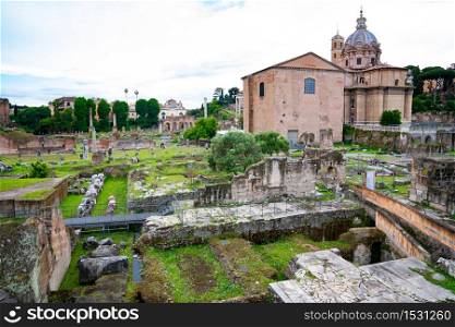 Roman Forum, rome, italy. landmark and antique architecture