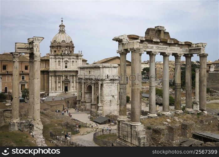 Roman Forum ruins in Rome, Italy.