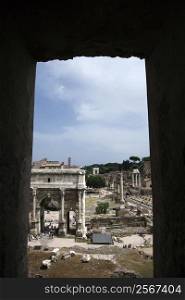 Roman Forum ruins in Rome, Italy.