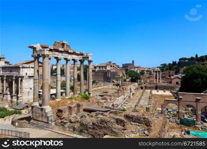 Roman forum ruins. Rome. Italy. Mediterranean Europe.