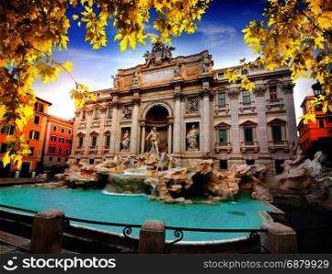 Roman Fountain di Trevi in autumn, Italy