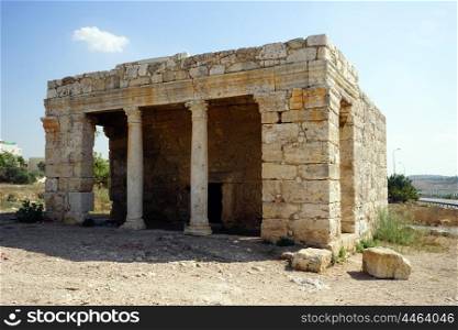 Roman mausoleum Hirbat Mazor in Israel
