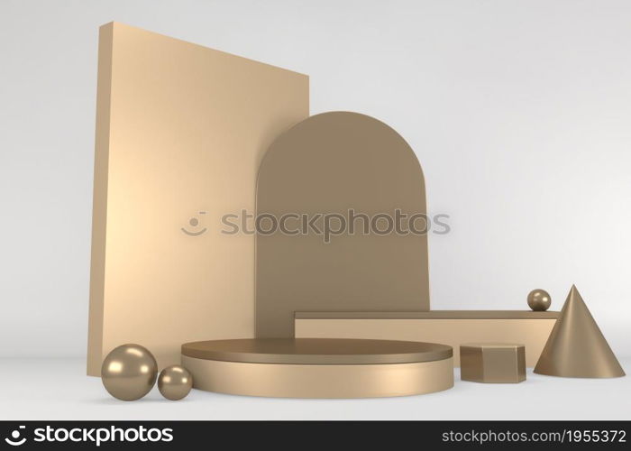 Roman podium white for cosmetic product on background granite white. 3d rendering