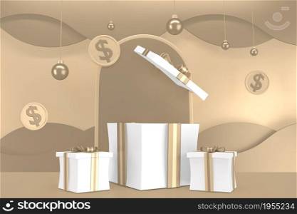 Roman podium white for cosmetic product on background white. 3d rendering