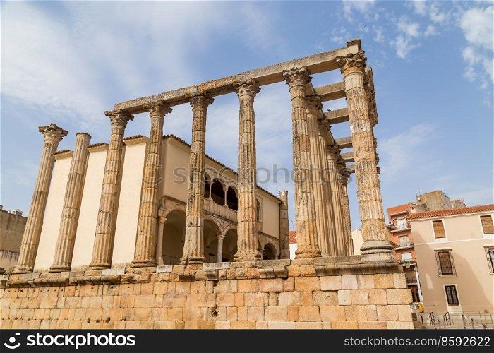 Roman temple of Diana in Merida, province of Badajoz, Extremadura in Spain.