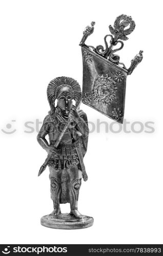 Roman toy soldier isolated on a white background