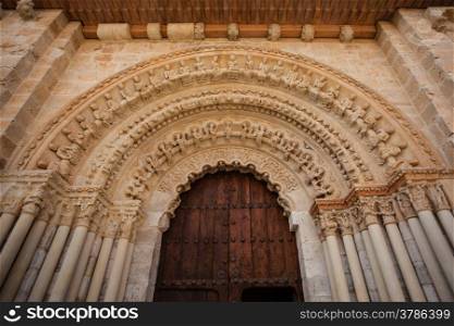 romanesque archivolts and voussoir detail from the collegiate church of the town of Toro in Zamora Spain