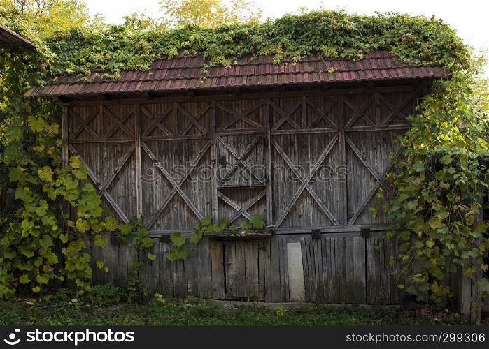 Romania abandoned wooden barn perspecive