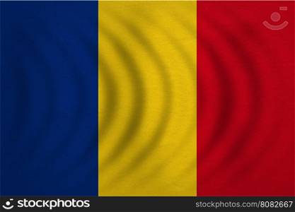 Romanian national official flag. Patriotic symbol, banner, element, background. Correct colors. Flag of Romania wavy with real detailed fabric texture, accurate size, illustration