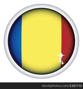 Romanian sphere flag button, isolated vector on white