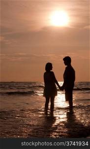 romantic and happiness scene of couples on the Beach