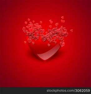 Romantic background with red hearts
