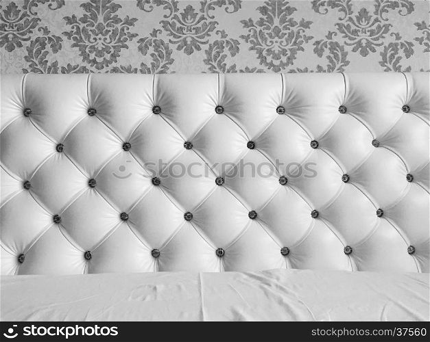 Romantic bedroom interior design. Closeup a big sofa in the luxury interior
