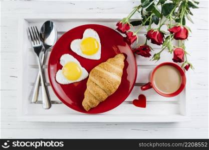 romantic breakfast wooden tray