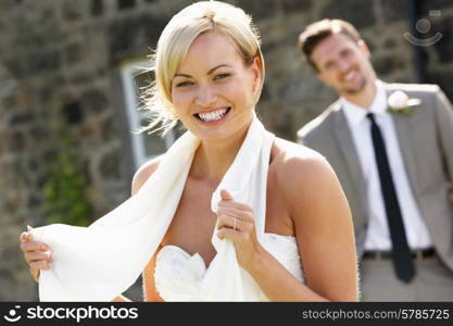 Romantic Bride And Groom Outdoors