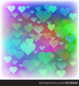 Romantic Colorful Hearts Background. Blurred Heart Pattern. Heart Background