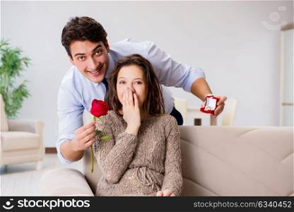 Romantic concept with man making marriage proposal