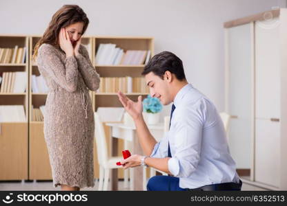 Romantic concept with man making marriage proposal