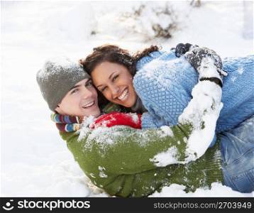 Romantic Couple Having Fun In Snow