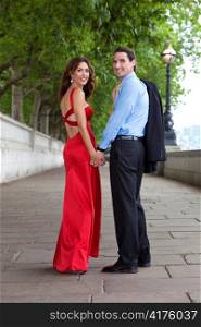 Romantic Couple Holding Hands in London, England