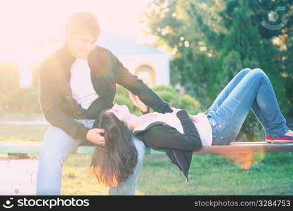 romantic couple outdoors