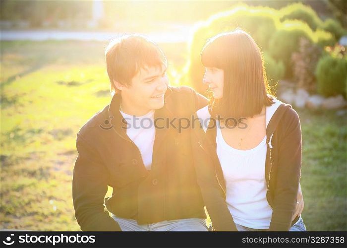 romantic couple outdoors