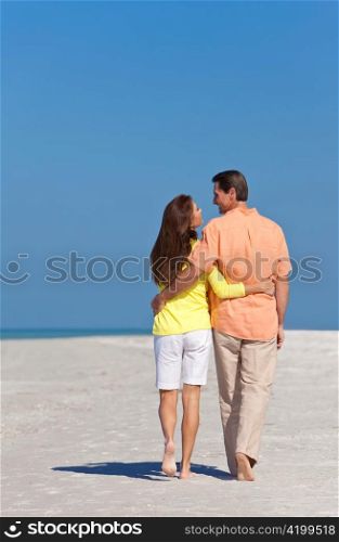 Romantic Happy Couple Walking on A Beach