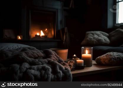 romantic mood by candle light for relaxation in the bedroom generative ai.