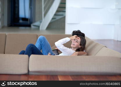 romantic relaxed young couple at modern home using tablet computer