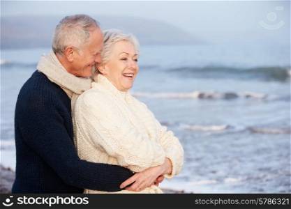Romantic Senior Couple On Winter Beach