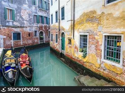 Romantic Venetian canals. Old Venice town. Italy