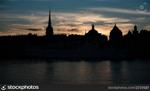 Romantic view of stockholm evening and dramatic sky