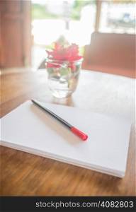 Romantic work table with rose, stock photo