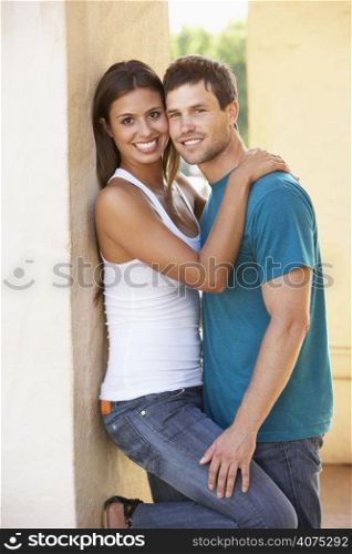 Romantic Young Couple Outside Building