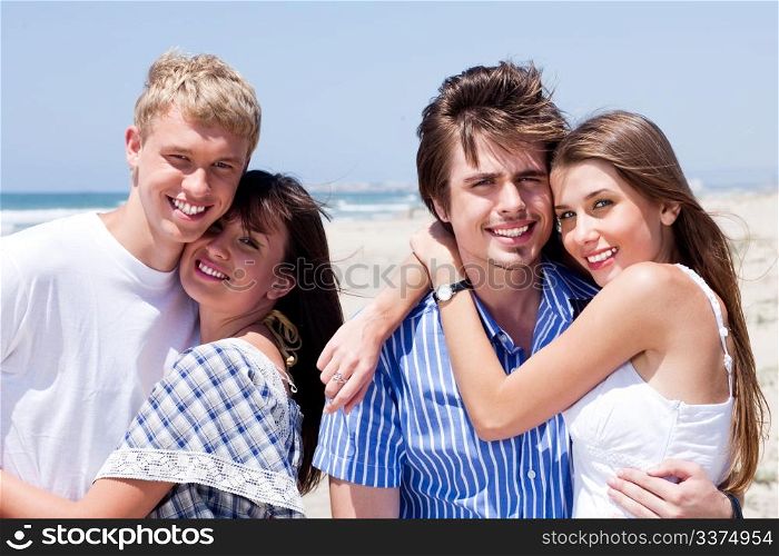 romantic young couples enjoying vacation in the beach