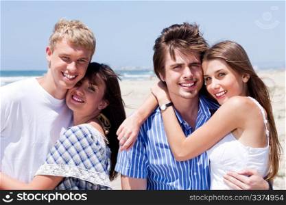 romantic young couples enjoying vacation in the beach