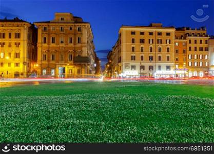 Rome. Area of Venice.. View of Venice Square at night. Rome. Italy