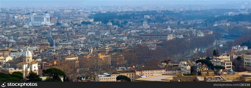 Rome city top panorama, Italy. All people are unrecognizable.