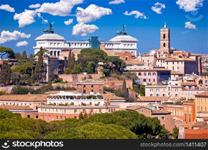 Rome. Eternal city of Rome landmarks an rooftops skyline view, capital of Italy
