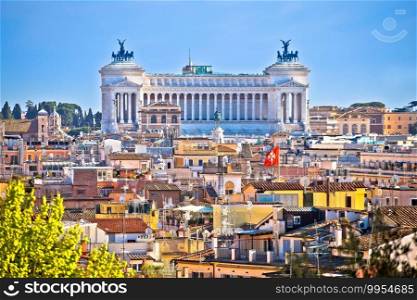 Rome. Eternal city of Rome landmarks an rooftops skyline view, capital of Italy 