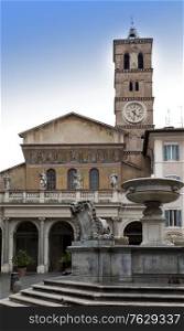 Rome, fountain on Piazza Santa Maria in Trastevere
