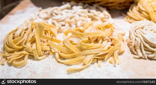 Rome, Italy. A closeup of traditional Italian cuisine. Preparation of delicious Bucatini pasta.