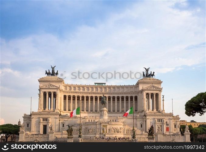 ROME, ITALY - CIRCA AUGUST 2020: Vittoriano Monument located in Piazza Venezia (Venice Square)