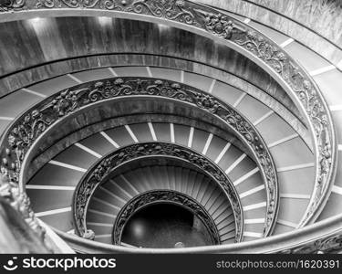 ROME, ITALY - CIRCA SEPTEMBER 2020  the famous spiral staircase with double helix. Vatican Museum, made by Giuseppe Momo in 1932