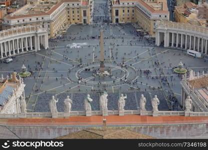 Rome, Italy. Famous Saint Peter&rsquo;s Square in Vatican and aerial view of the city.